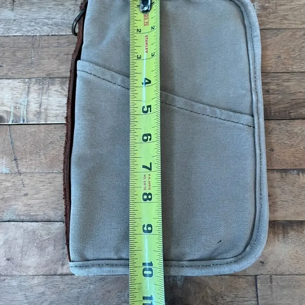 Vintage Khaki Canvas and Leather Everyday Carry Pocket Organizer Bible Cover